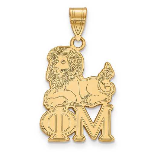 GP036PHM: Sterling Silver w/GP LogoArt Phi Mu Medium Pendant