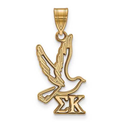 GP036SKP: Sterling Silver w/GP LogoArt Sigma Kappa Medium Pendant