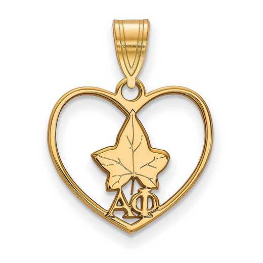 GP040APH: Sterling Silver w/GP LogoArt Alpha Phi Heart Pendant