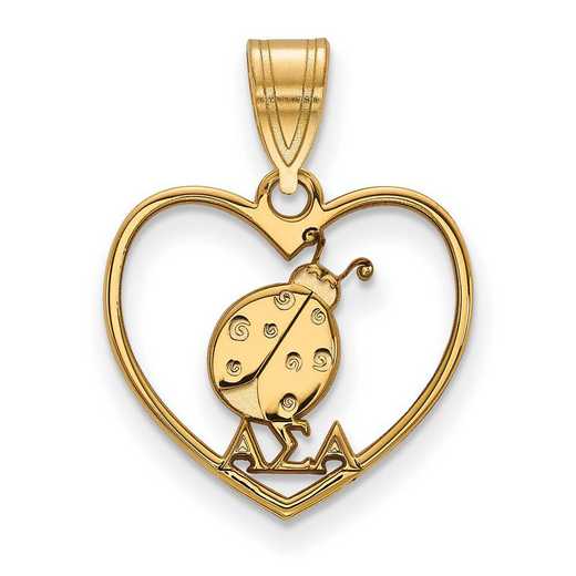 GP040ASI: Sterling Silver w/GP LogoArt Alpha Sigma Alpha Heart Pendant