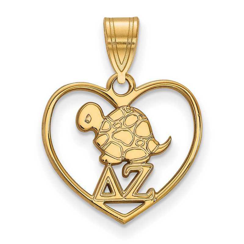 GP040DZ: Sterling Silver w/GP LogoArt Delta Zeta Heart Pendant