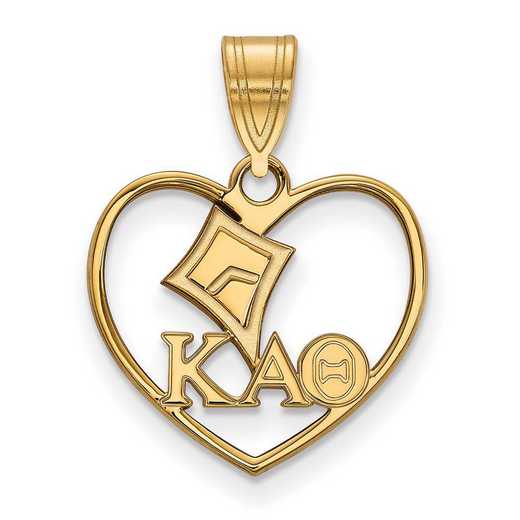 GP040KAT: Sterling Silver w/GP LogoArt Kappa Alpha Theta Heart Pendant