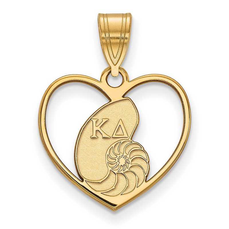 GP040KD: Sterling Silver w/GP LogoArt Kappa Delta Heart Pendant