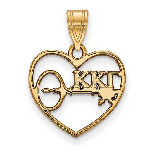GP040KKG: Sterling Silver w/GP LogoArt Kappa Kappa Gamma Heart Pendant
