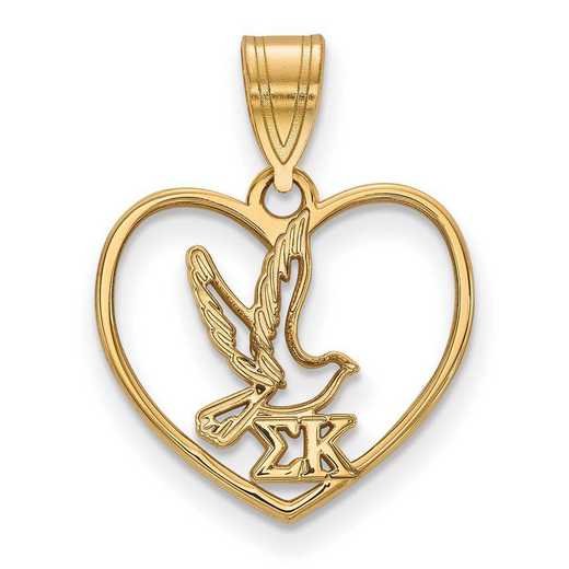 GP040SKP: Sterling Silver w/GP LogoArt Sigma Kappa Heart Pendant
