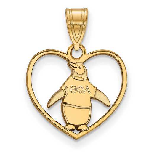 GP040TPA: Sterling Silver w/GP LogoArt Theta Phi Alpha Heart Pendant