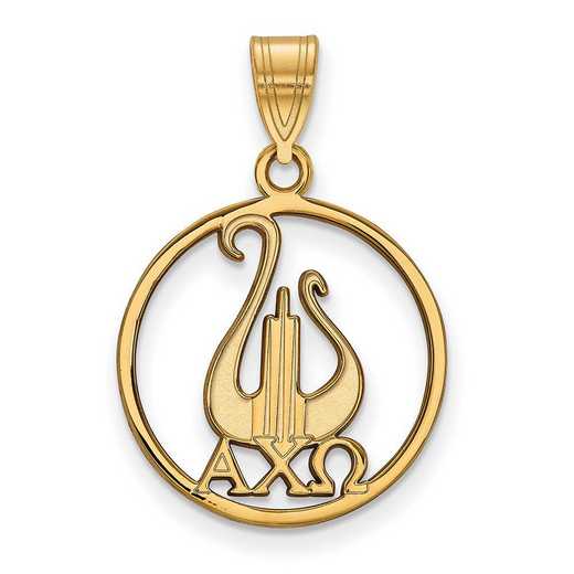 GP041ACO: SS w/GP LogoArt Alpha Chi Omega Large Circle Pendant