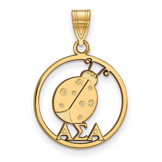 GP041ASI: SS w/GP LogoArt Alpha Sigma Alpha Medium Circle Pendant