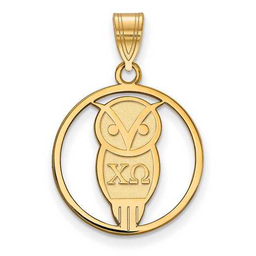 GP041CHO: Sterling Silver w/GP LogoArt Chi Omega Medium Circle Pendant