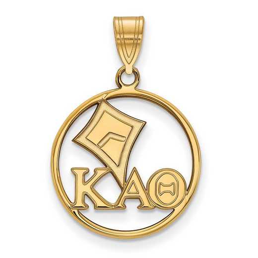 GP041KAT: SS w/GP LogoArt Kappa Alpha Theta Medium Circle Pendant