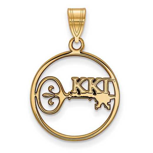 GP041KKG: SS w/GP LogoArt Kappa Kappa Gamma Medium Circle Pendant