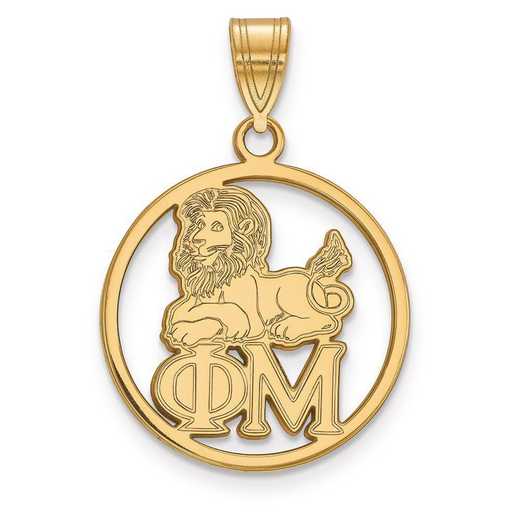 GP041PHM: Sterling Silver w/GP LogoArt Phi Mu Small Circle Pendant