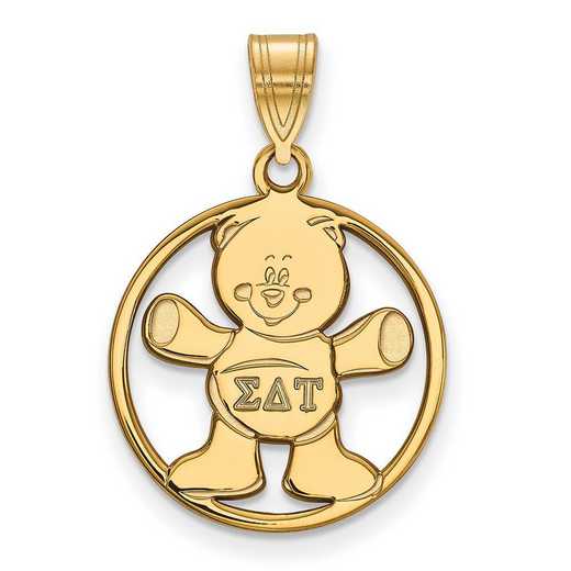 GP041SDT: SS w/GP LogoArt Sigma Delta Tau Medium Circle Pendant