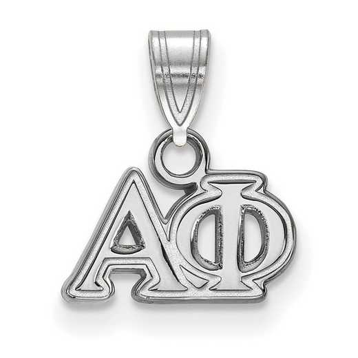 SS002APH: Sterling Silver Rhod-plated LogoArt Alpha Phi Small Pendant