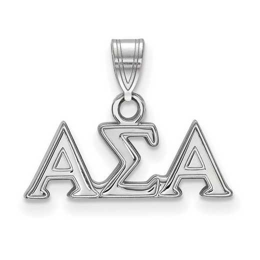 SS002ASI: SS Rhodium-plated LogoArt Alpha Sigma Alpha Small Pendant