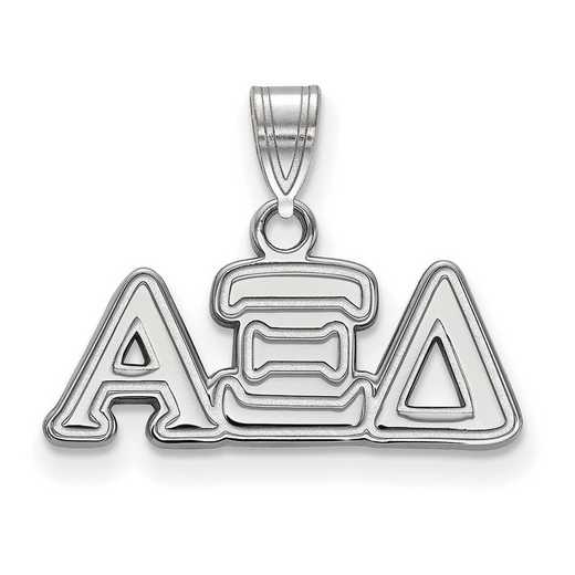 SS002AXD: Sterling S. Rhod-plated LogoArt Alpha Xi Delta Small Pendant