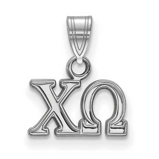 SS002CHO: Sterling Silver Rhod-plated LogoArt Chi Omega Small Pendant