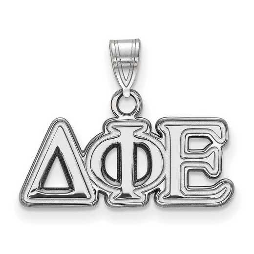 SS002DPH: SS Rhodium-plated LogoArt Delta Phi Epsilon Small Pendant