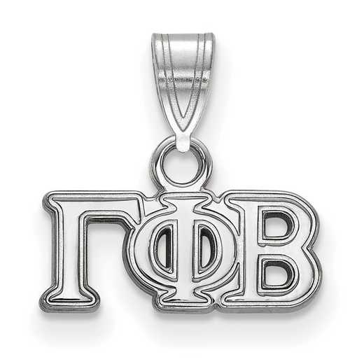 SS002GPB: Sterling S. Rhod-plated LogoArt Gamma Phi Beta Small Pendant