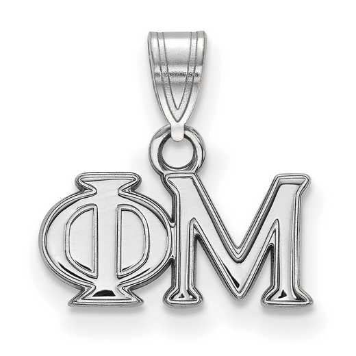 SS002PHM: Sterling Silver Rhodium-plated LogoArt Phi Mu Small Pendant