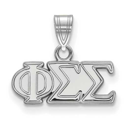 SS002PSS: Sterling S. Rh-plated LogoArt Phi Sigma Sigma Small Pendant