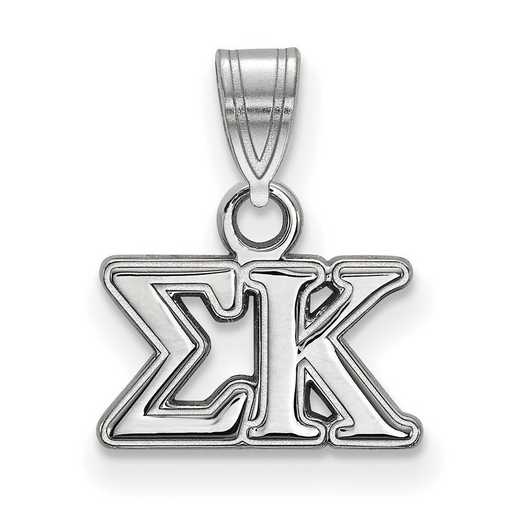 SS002SKP: Sterling Silver Rh-plated LogoArt Sigma Kappa Small Pendant