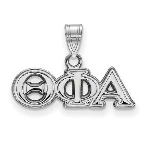 SS002TPA: Sterling S. Rh-plated LogoArt Theta Phi Alpha Small Pendant