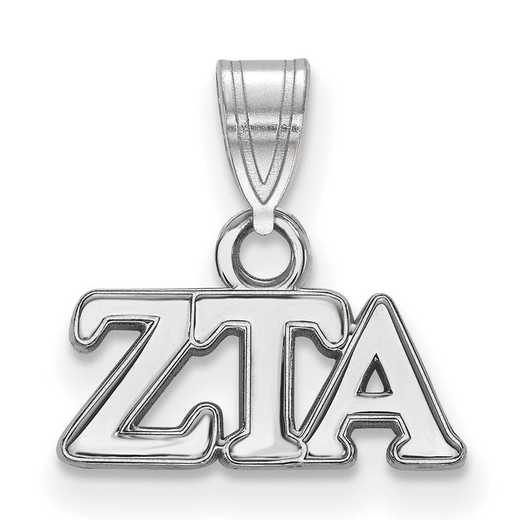 SS002ZTA: SS Rhodium-plated LogoArt Zeta Tau Alpha Small Pendant