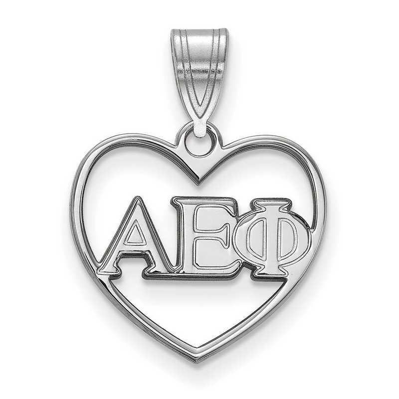 SS008AEP: Sterling Silver LogoArt Alpha Epsilon Phi Heart Pendant