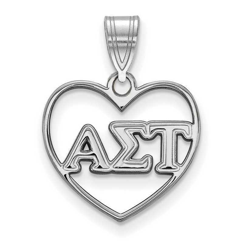 SS008ALS: Sterling Silver LogoArt Alpha Sigma Tau Heart Pendant