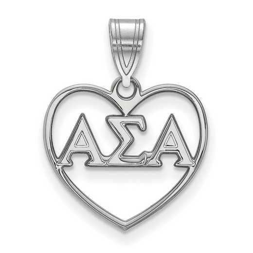 SS008ASI: Sterling Silver LogoArt Alpha Sigma Alpha Heart Pendant