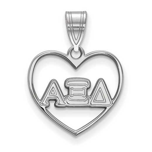 SS008AXD: Sterling Silver LogoArt Alpha Xi Delta Heart Pendant