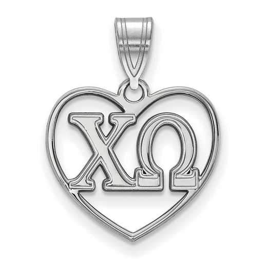 SS008CHO: Sterling Silver LogoArt Chi Omega Heart Pendant