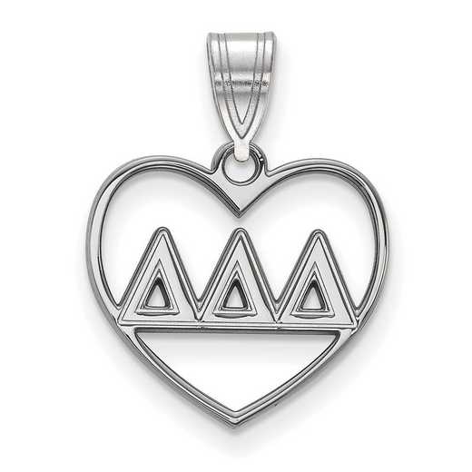 SS008DDD: Sterling Silver LogoArt Delta Delta Delta Heart Pendant