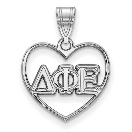 SS008DPH: Sterling Silver LogoArt Delta Phi Epsilon Heart Pendant