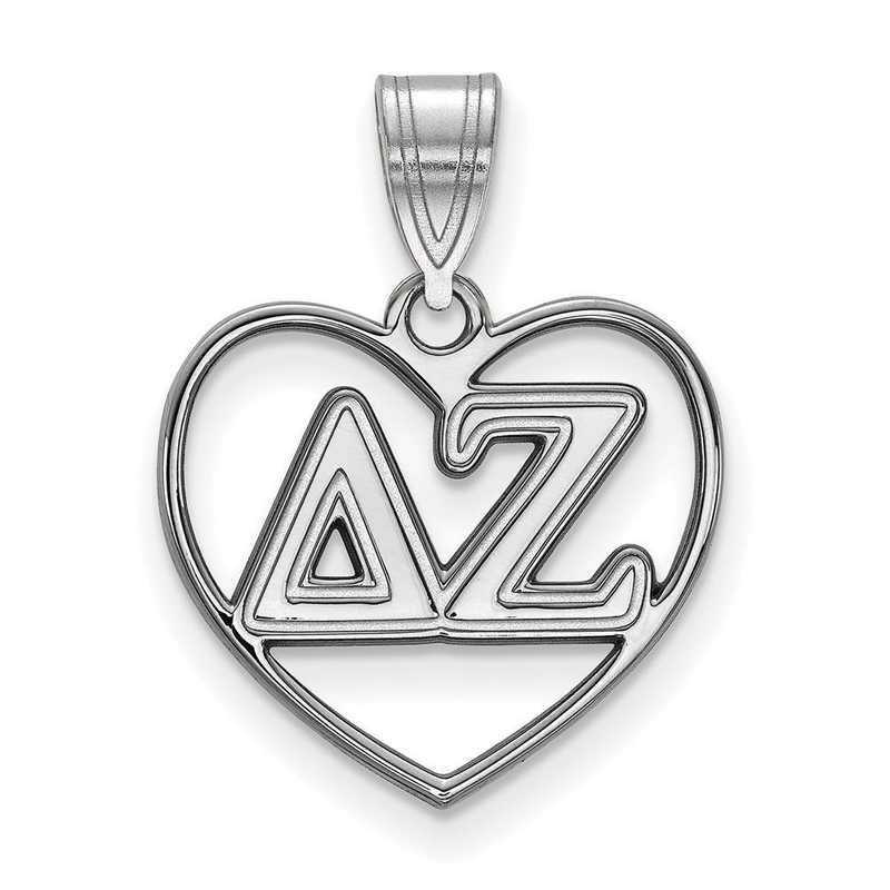 SS008DZ: Sterling Silver LogoArt Delta Zeta Heart Pendant