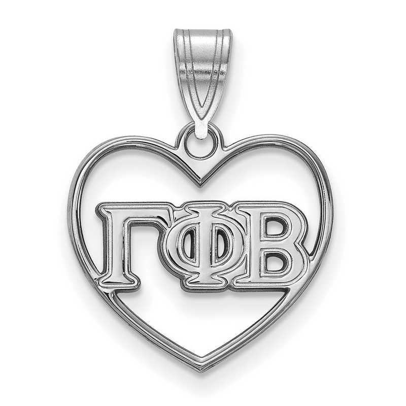 SS008GPB: Sterling Silver LogoArt Gamma Phi Beta Heart Pendant
