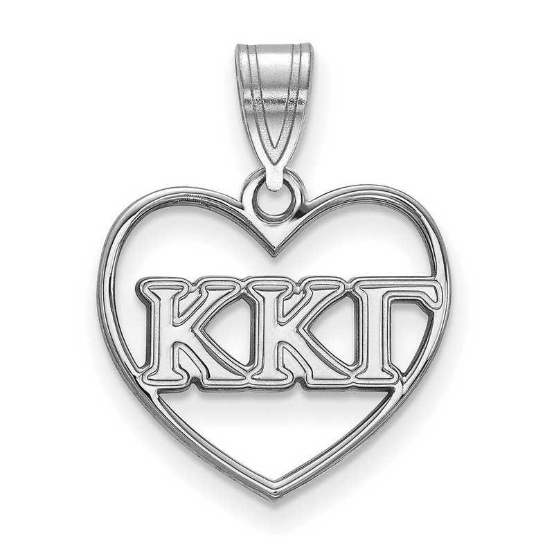 SS008KKG: Sterling Silver LogoArt Kappa Kappa Gamma Heart Pendant
