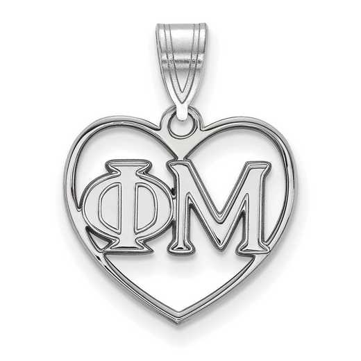 SS008PHM: Sterling Silver LogoArt Phi Mu Heart Pendant