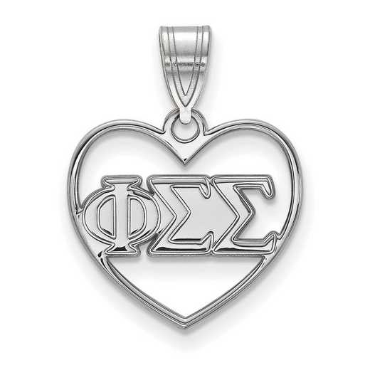 SS008PSS: Sterling Silver LogoArt Phi Sigma Sigma Heart Pendant