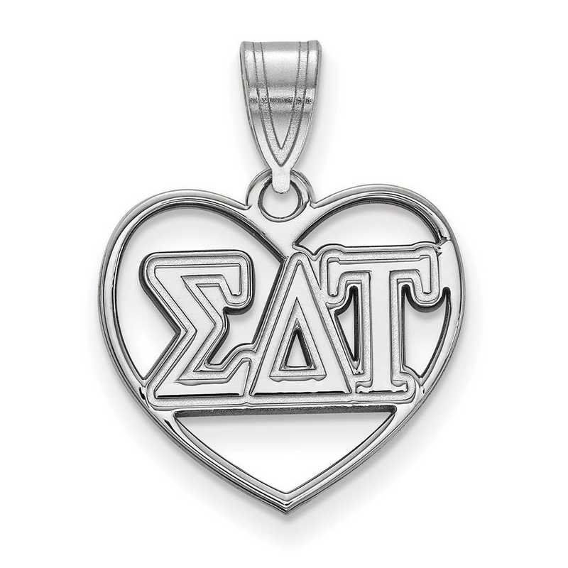SS008SDT: Sterling Silver LogoArt Sigma Delta Tau Heart Pendant