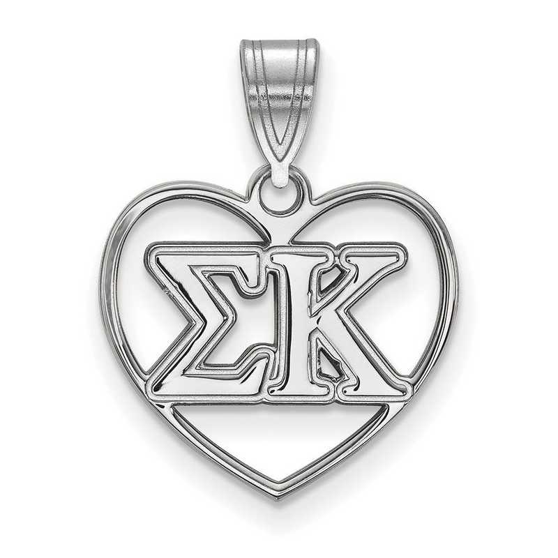 SS008SKP: Sterling Silver LogoArt Sigma Kappa Heart Pendant