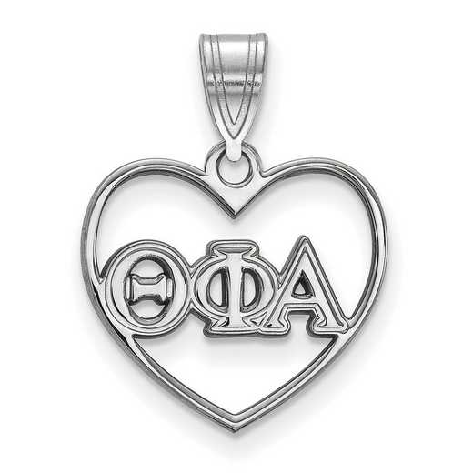 SS008TPA: Sterling Silver LogoArt Theta Phi Alpha Heart Pendant