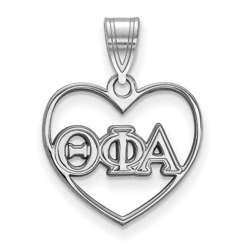 SS008TPA: Sterling Silver LogoArt Theta Phi Alpha Heart Pendant