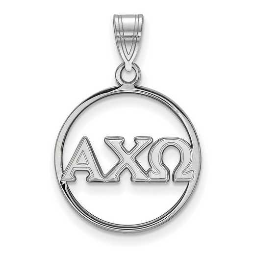 SS011ACO: SS Rhod-plated LogoArt Alpha Chi Omega Large Circle Pendant