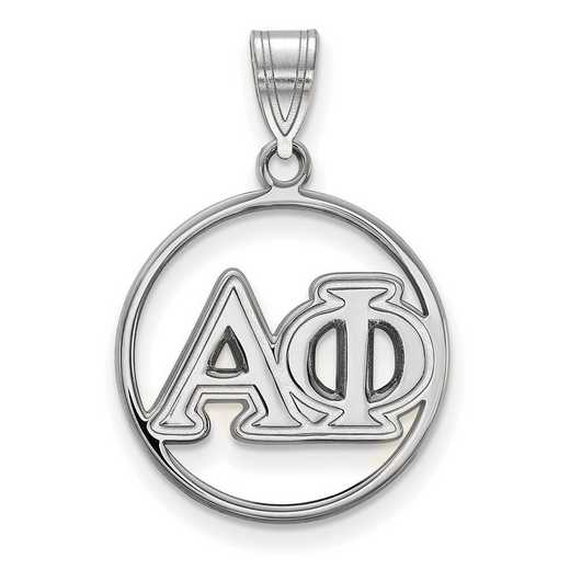 SS011APH: SS Rhodium-plated LogoArt Alpha Phi Medium Circle Pendant