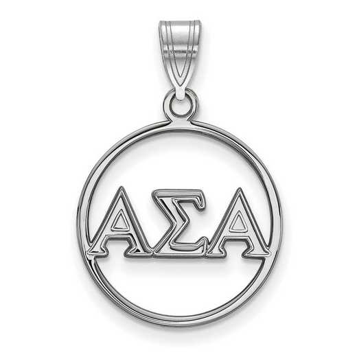 SS011ASI: SS Rh-plated LogoArt Alpha Sigma Alpha Small Circle Pendant