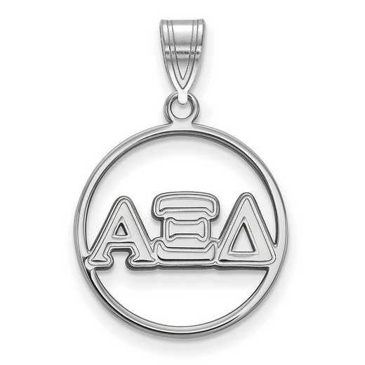 SS011AXD: SS Rhod-plated LogoArt Alpha Xi Delta Medium Circle Pendant