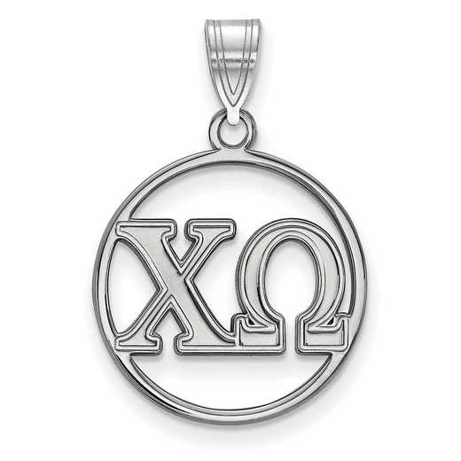 SS011CHO: Sterling S. Rh-plated LogoArt Chi Omega Small Circle Pendant