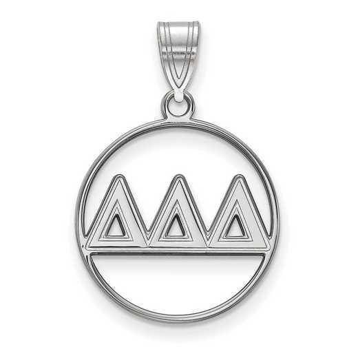 SS011DDD: SS Rh-plated LogoArt Delta Delta Delta Medium Circle Pendant